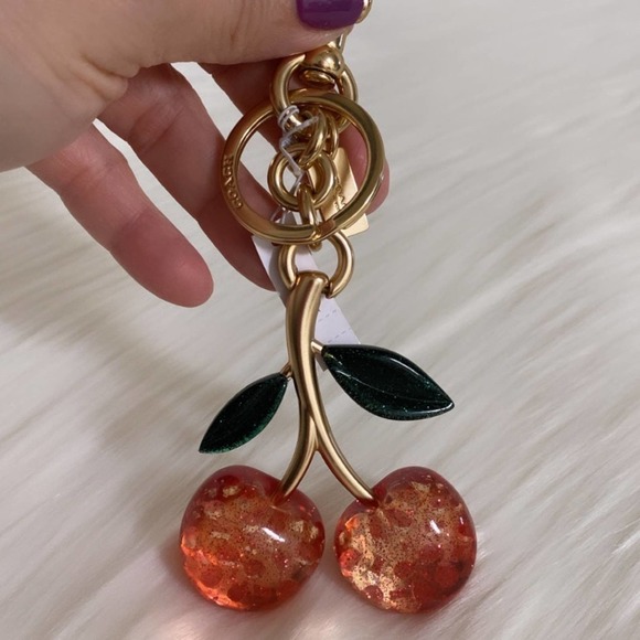 New Coach Signature Cherry Bag Charm - Picture 2 of 4